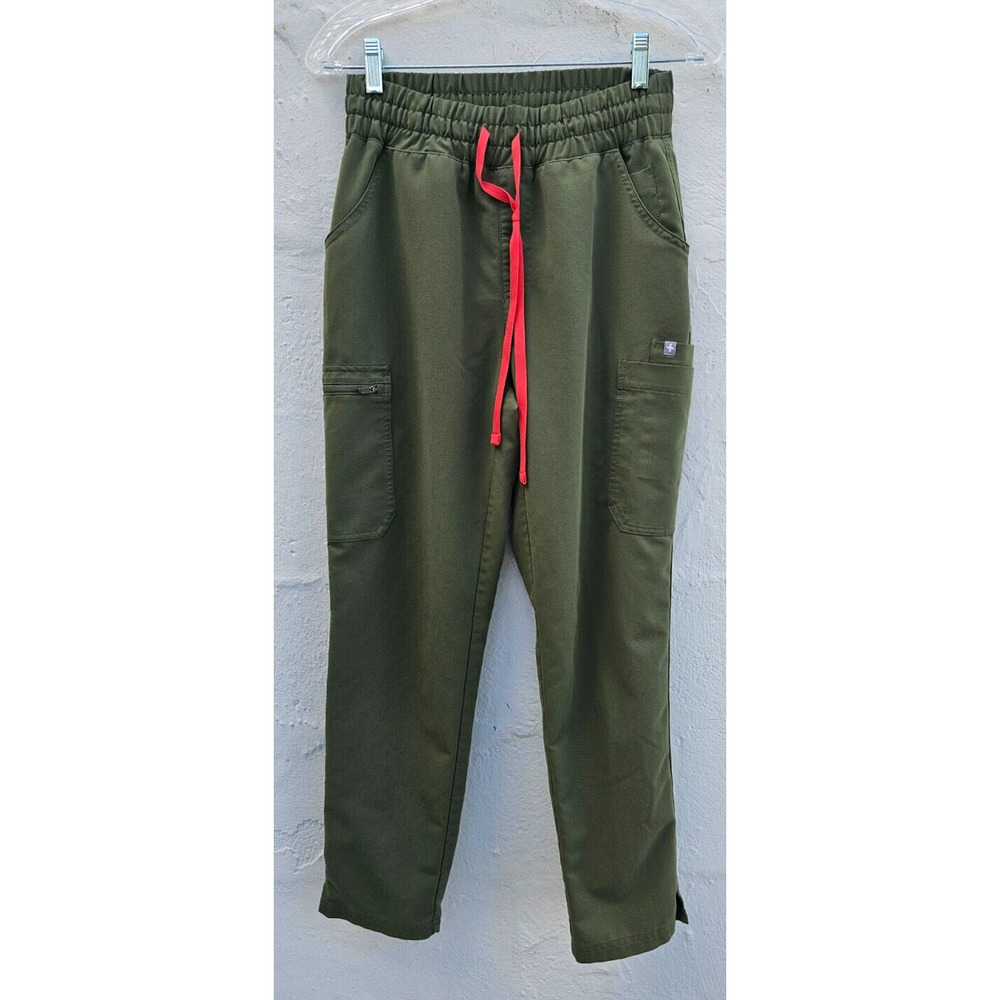 FIGS Women Zamora Scrub Pants XS Green High Rise Drawstring Waist Medical Jogger
